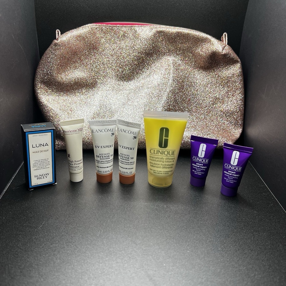Sunday Riley, Perricone MD, Lancôme & Clinique Assorted Samples With Lancôme Bag